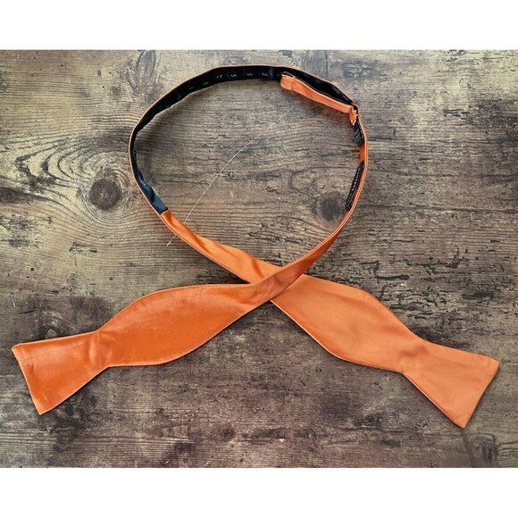 Countess Mara Mens Orange Satin Bow Tie Adjustable Size Formal Event Prom - Picture 2 of 4